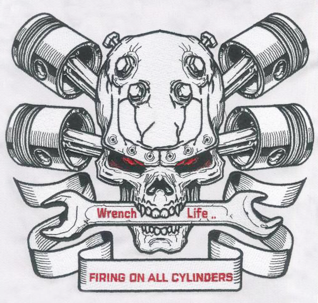 Embroidery Digitizing design for Wrench Life full size