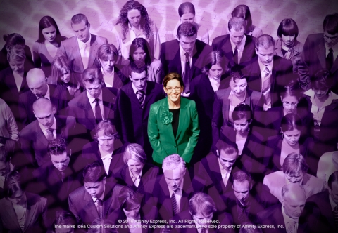 Woman in Green Standing Out from the Crowd in Purple for 2016