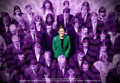 Woman in Green Standing Out from the Crowd in Purple for 2016